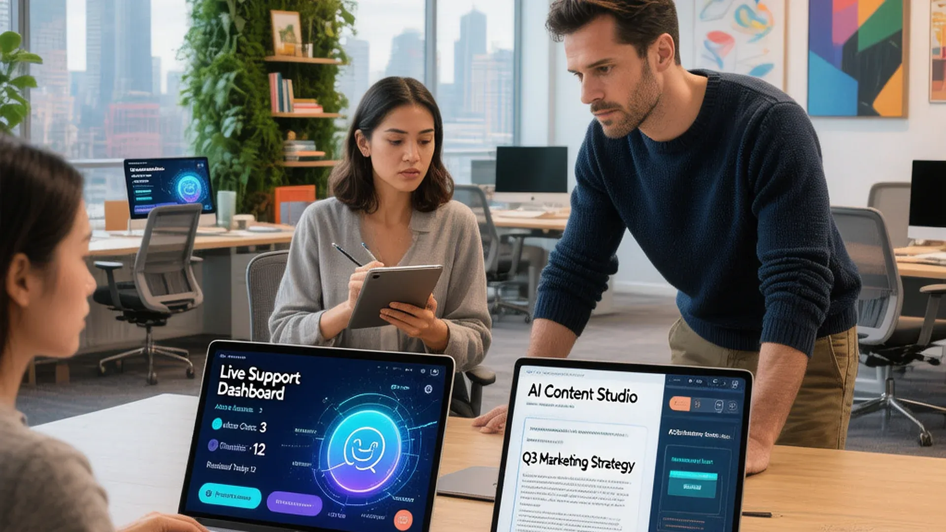 中小企业团队使用AI工具提升工作效率,智能客服数据分析内容生产三个场景
