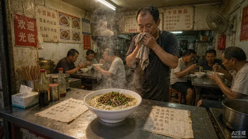 请人拍一条探店花八千：隔壁面馆用AI一天出30条方言口播-修愚